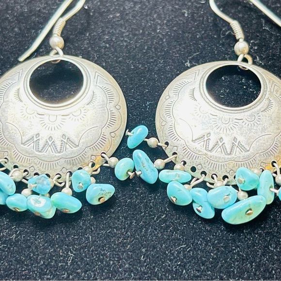 Vintage Relios Carolyn Pollack Earrings Southwestern Sterling Turquoise … - Picture 3 of 10